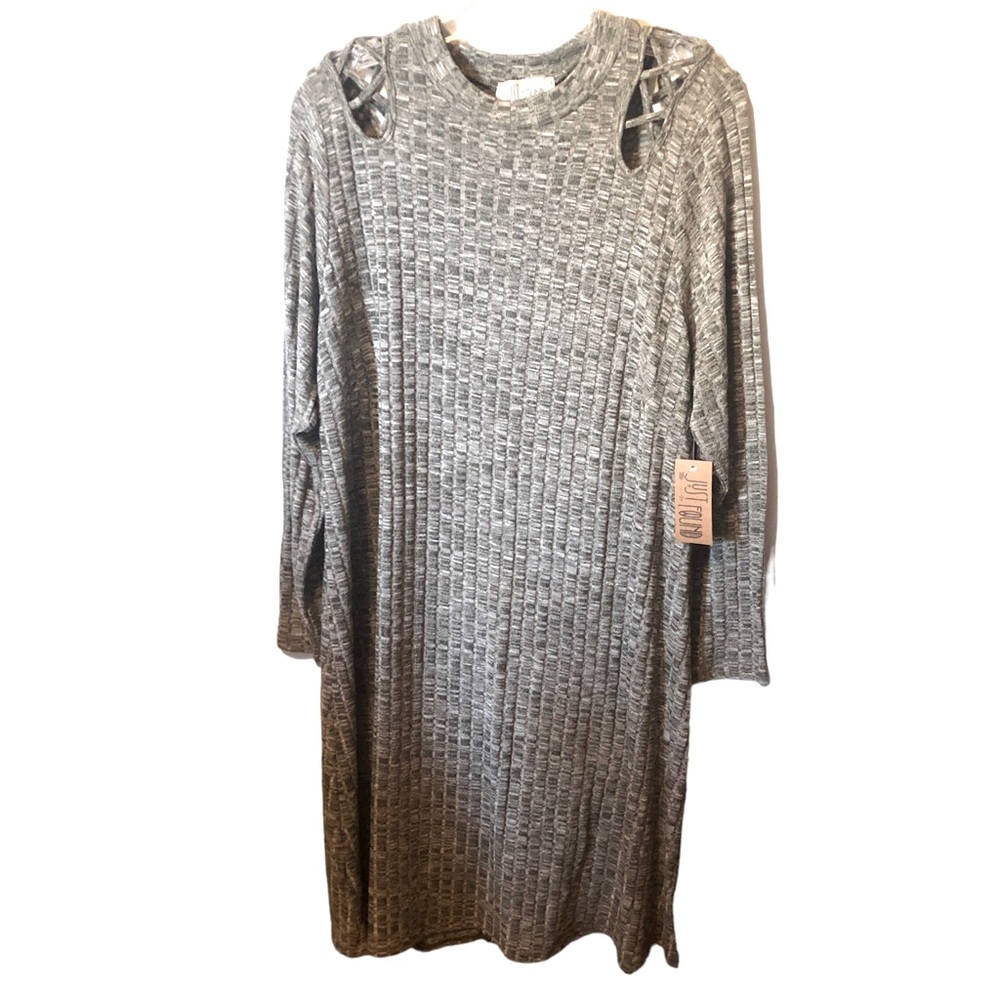 Just Found women’s‎ heathered grey knit sheath stretch long sleeve dress 2X